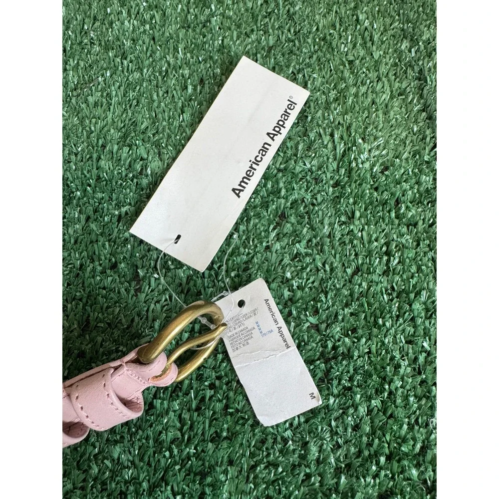 American Apparel Mauve Pink Skinny Feathered Edge Leather Belt